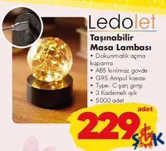 LEDOLET TAŞINABİLİR MASA LAMBASI